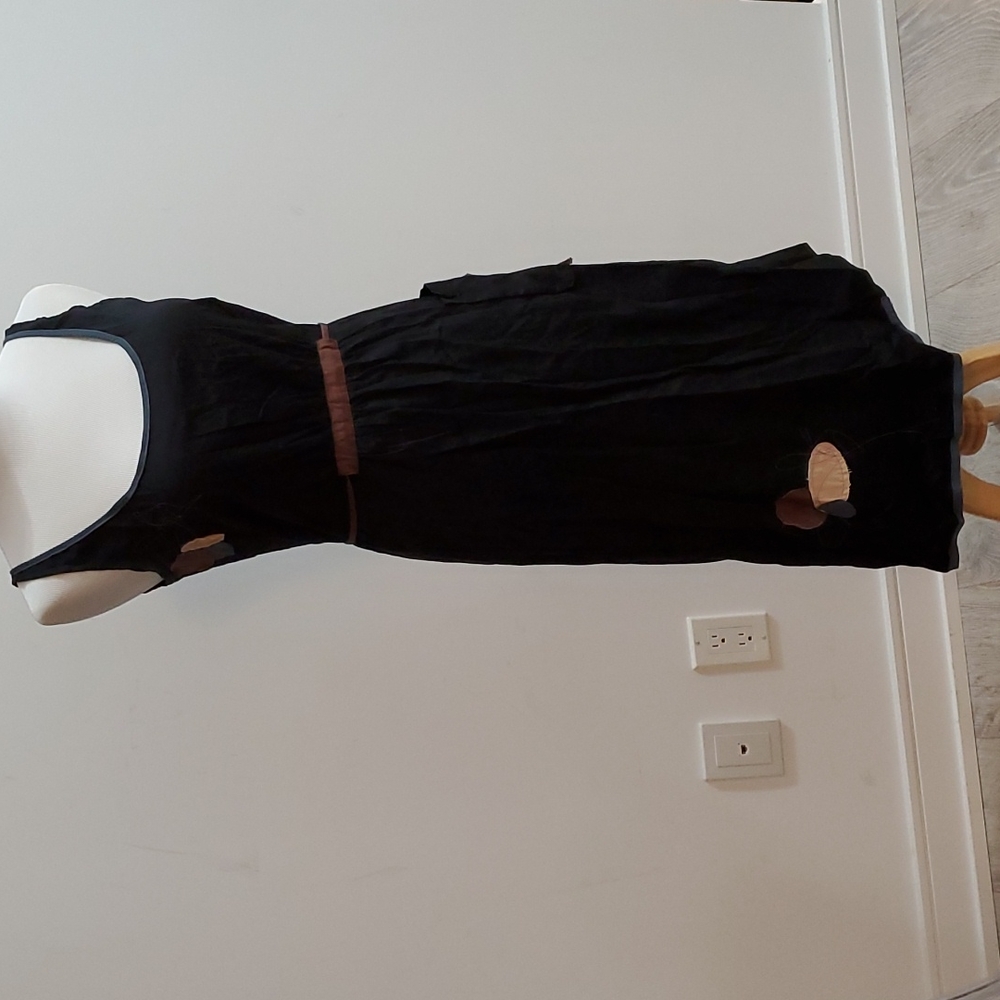 Solola French Design Black Cotton Applique Dress